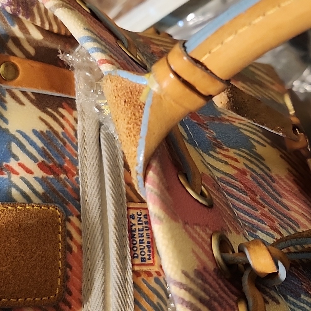Vintage Dooney & Bourke Y2K Madras Plaid Tasselled Handbag Charm&Shoulder Strap - Picture 6 of 6